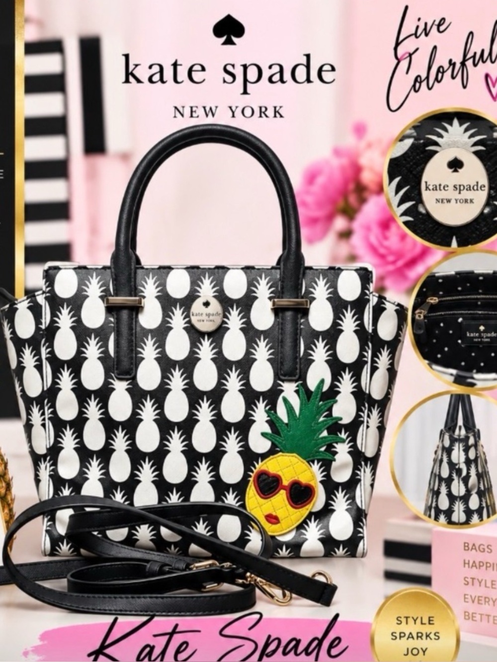 Kate Spade New York
🍒CEDAR STREET PINEAPPLES SMALL HAYDEN SATCHEL🍒